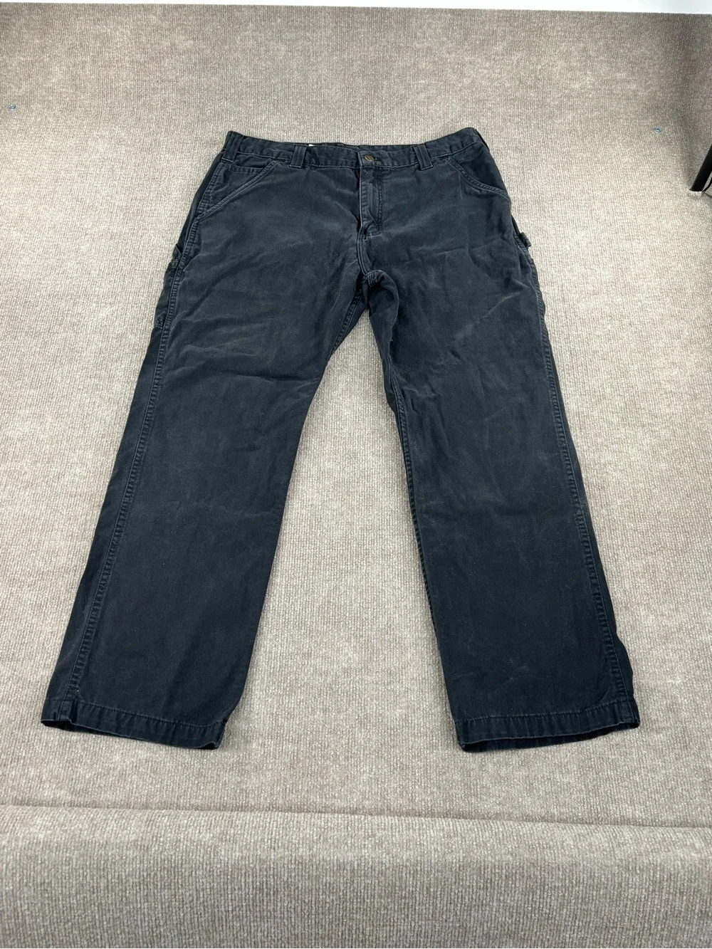 Carhartt Pants Mens 36x30 Black Relaxed Fit Canvas Carpenter Work B324-BLK